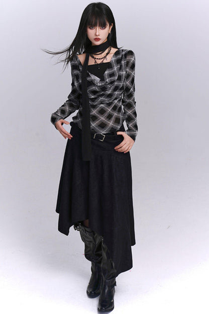 Black And Brown Plaid Top