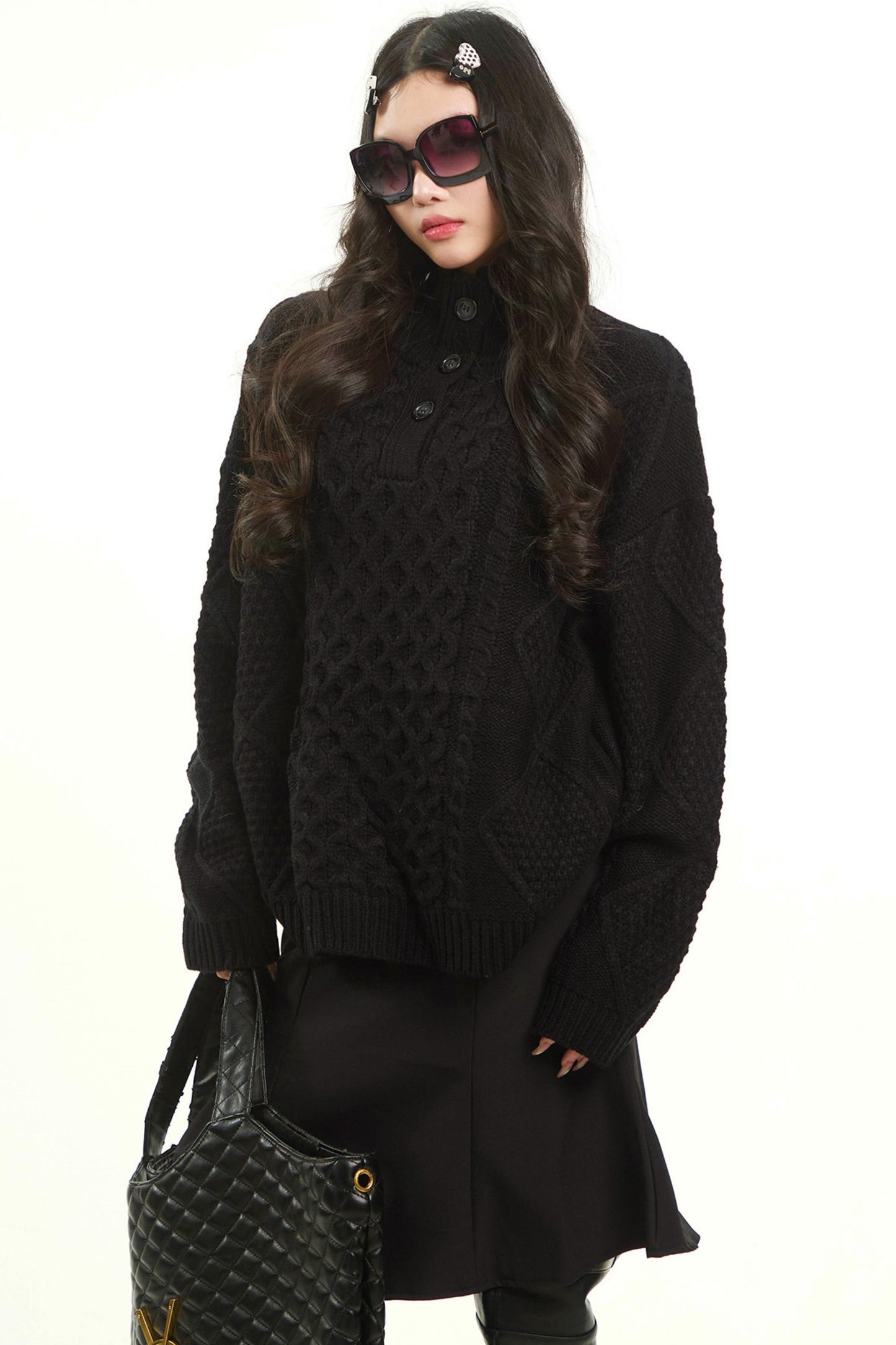 Retro Gray Twist Knitted Sweater