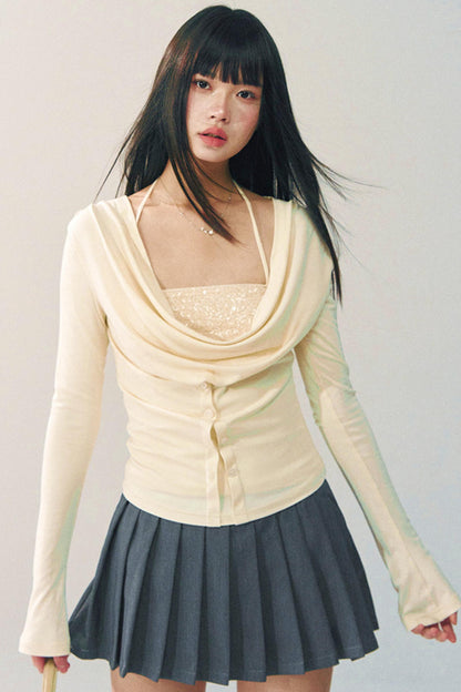 Sequined Swing-Collar Top