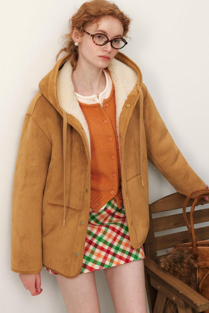 Reversible Hooded Suede Jacket