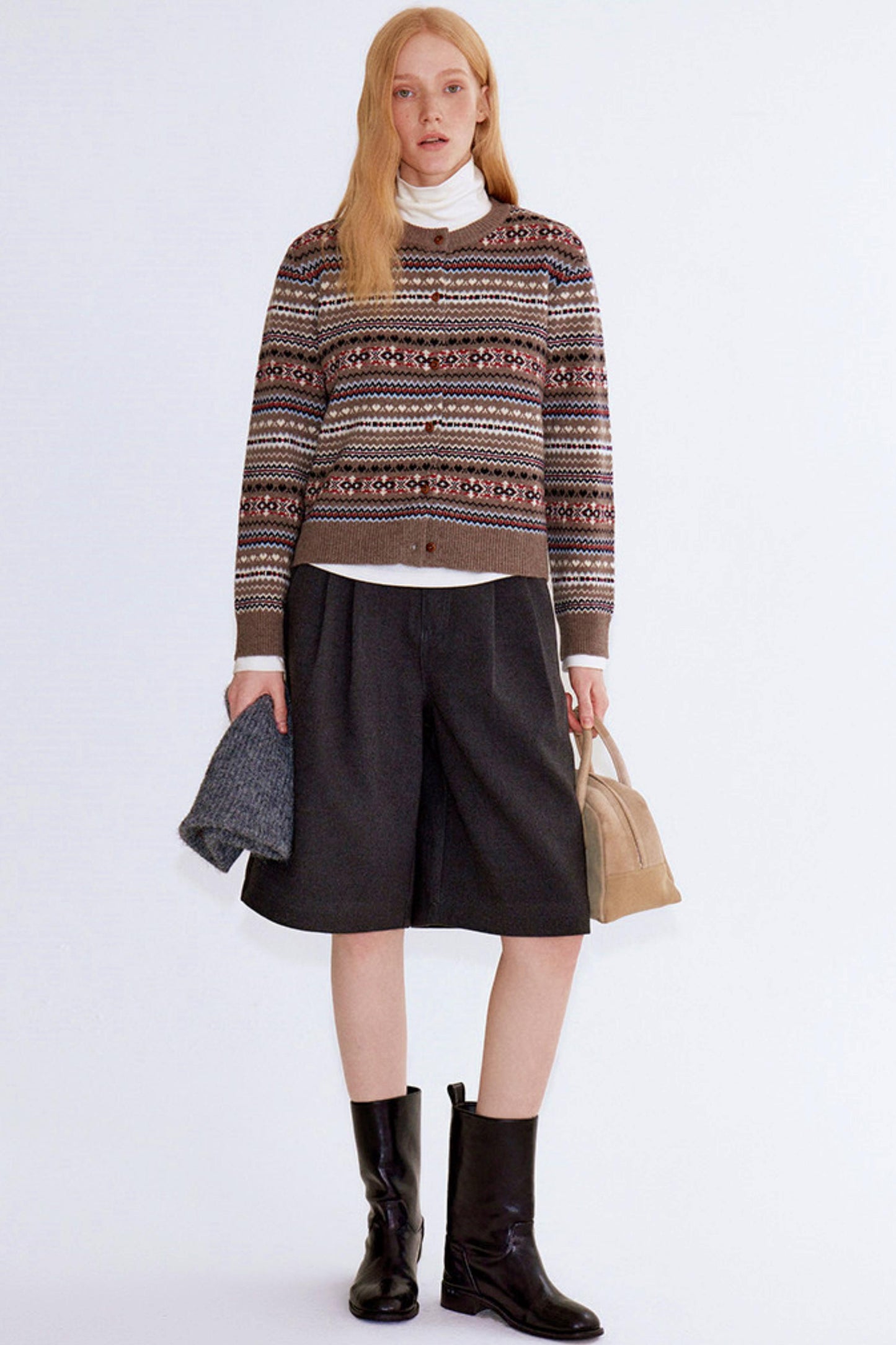 Light Retro Wool Fair Isle Cardigan