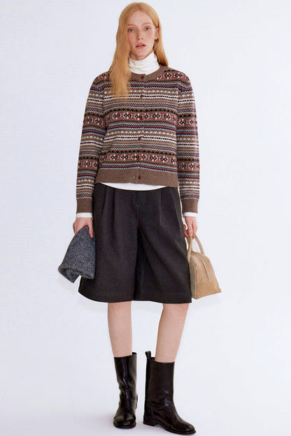 Light Retro Wool Fair Isle Cardigan