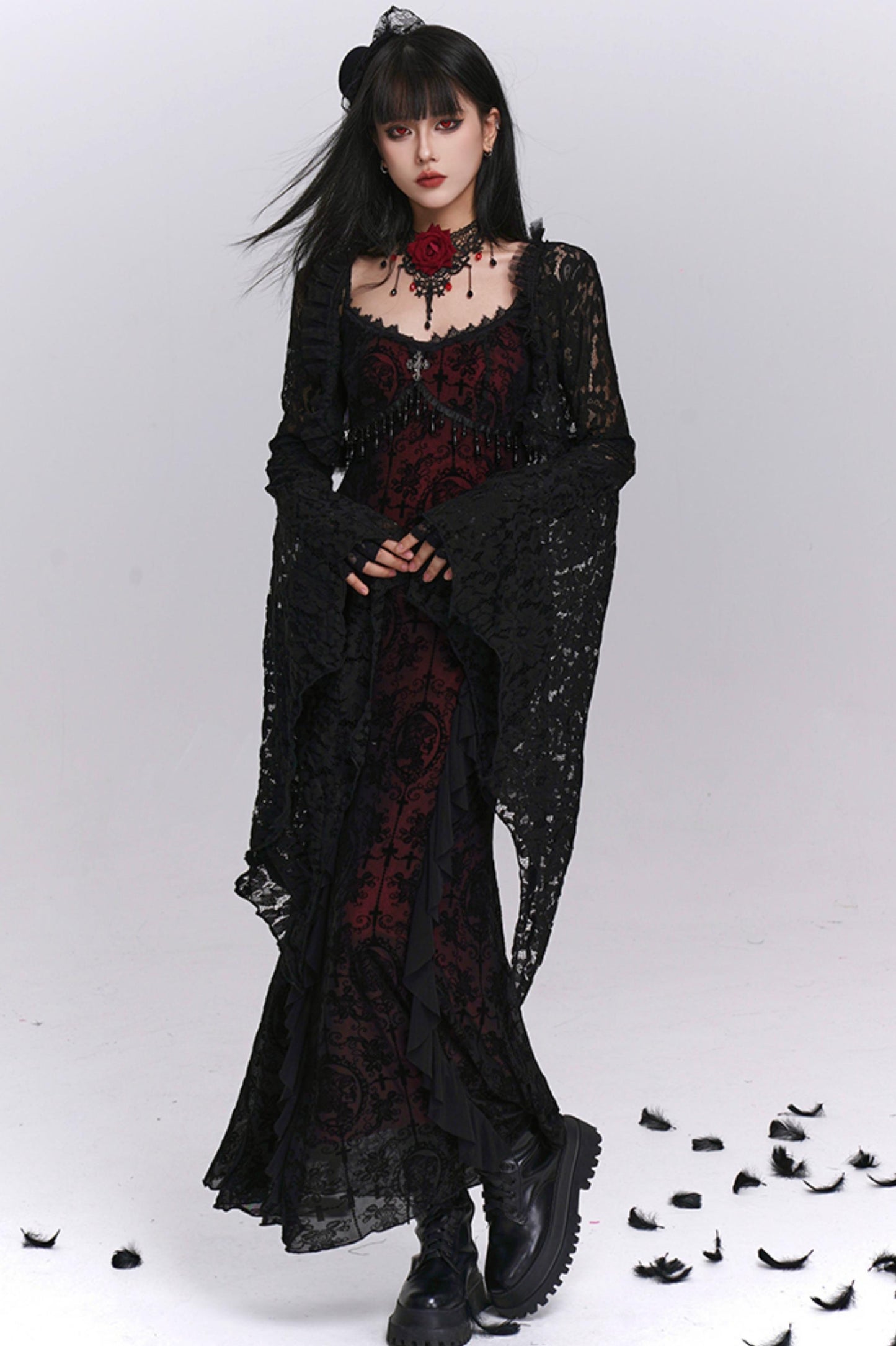 Gothic Black Camisole Dress Set-Up