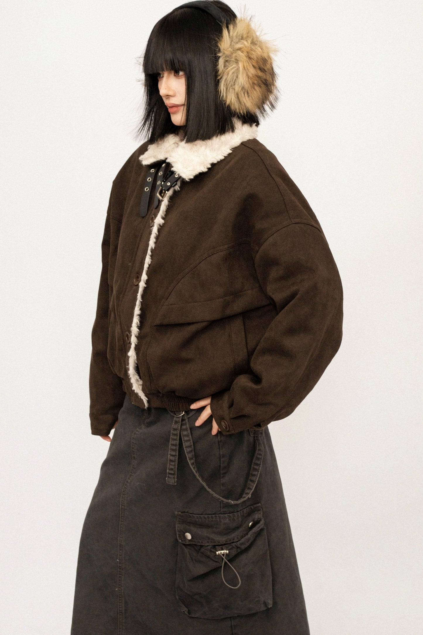 Retro Suede Wool Collar Jacket