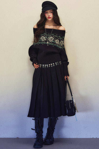 Black Rose Jacquard Sweater