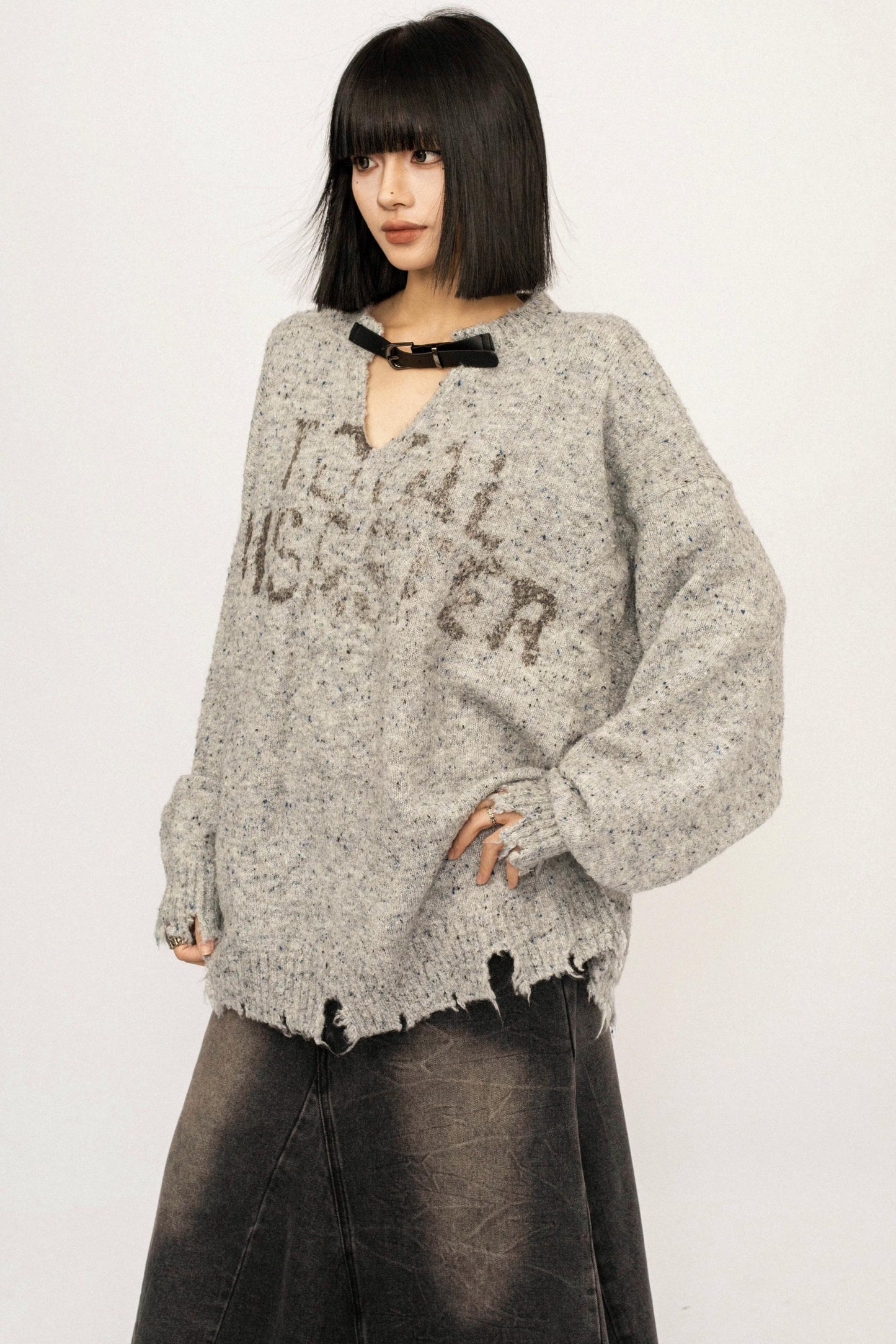 Retro Gray Knitted Sweater