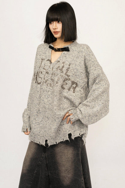 Retro Gray Knitted Sweater