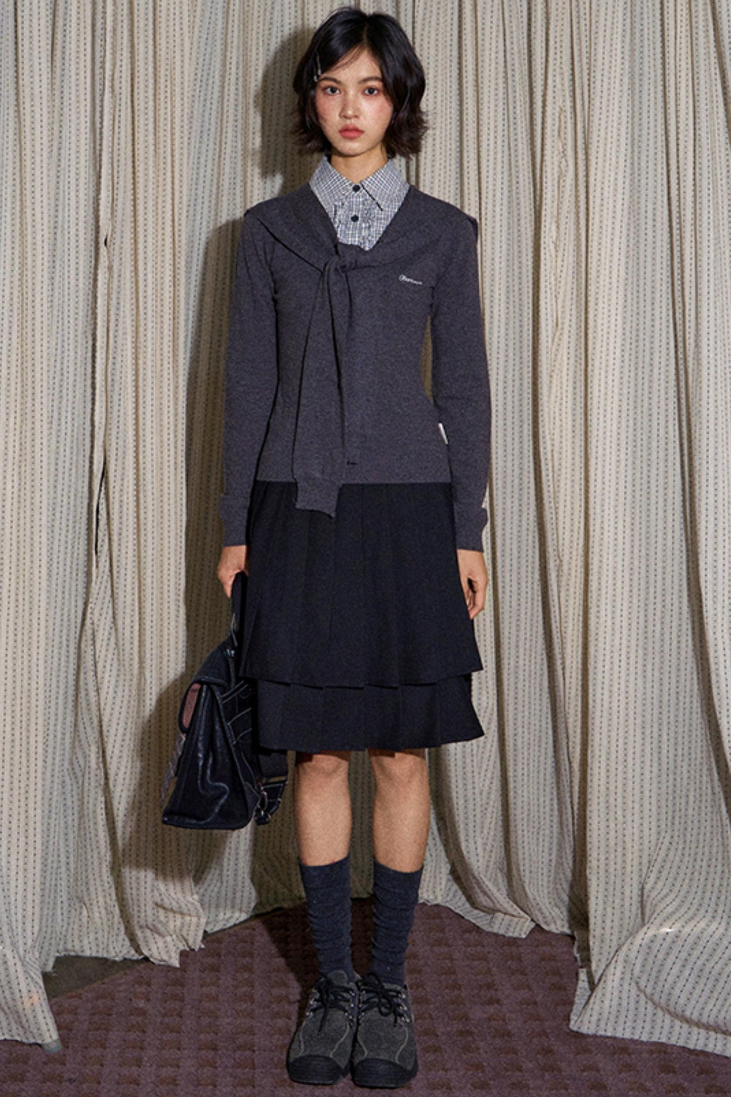 Navy Collar Knit Sweater