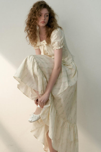 Floral Tie Bubble Sleeve Set-Up