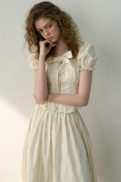 Floral Tie Bubble Sleeve Set-Up