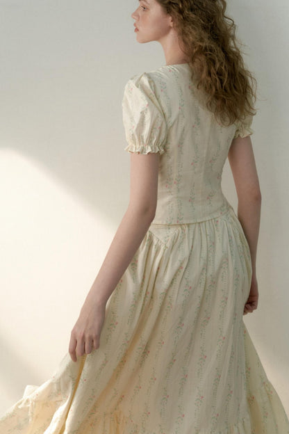 Floral Tie Bubble Sleeve Set-Up