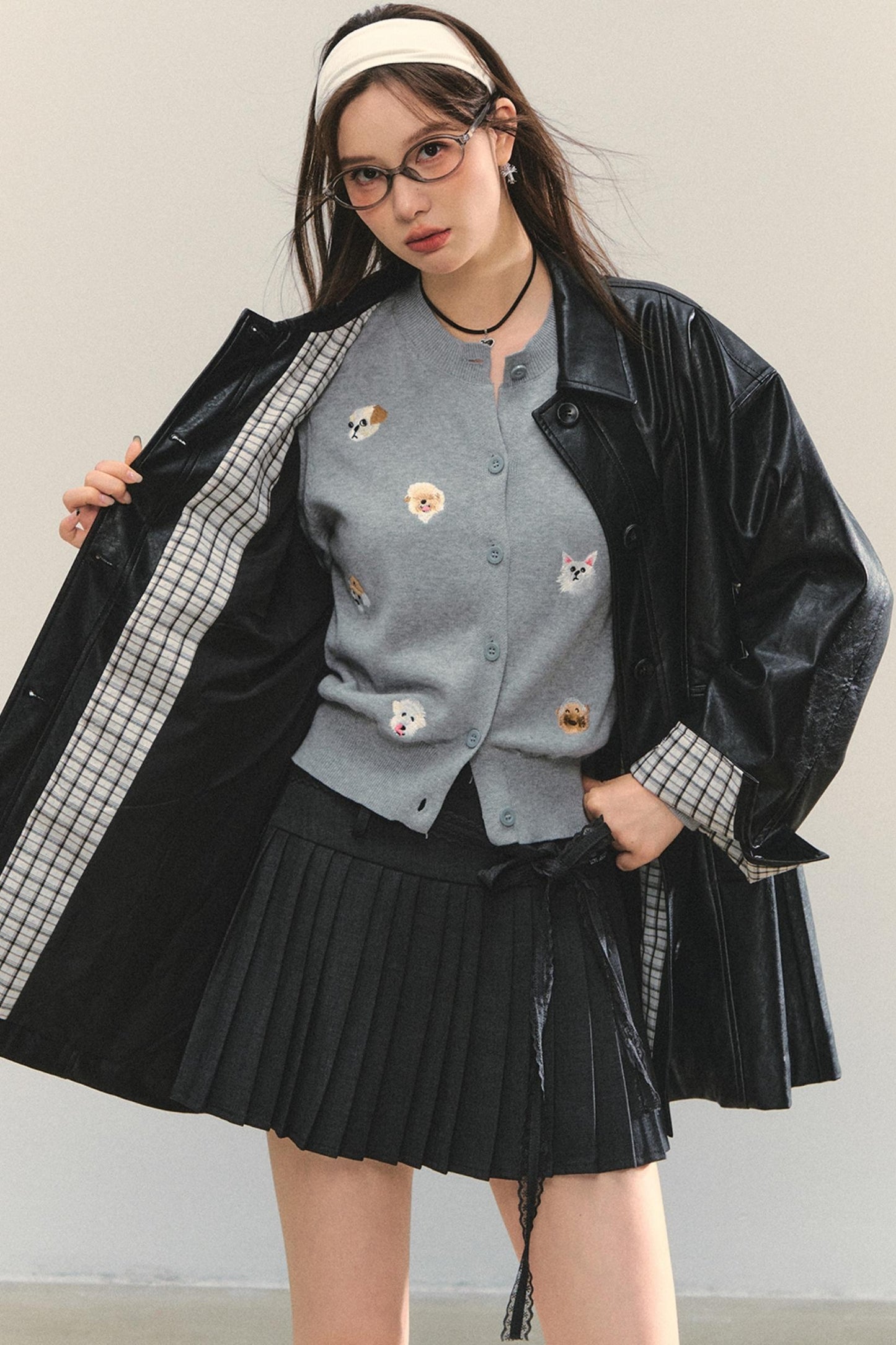 Motorcycle Plaid Leather Jacket