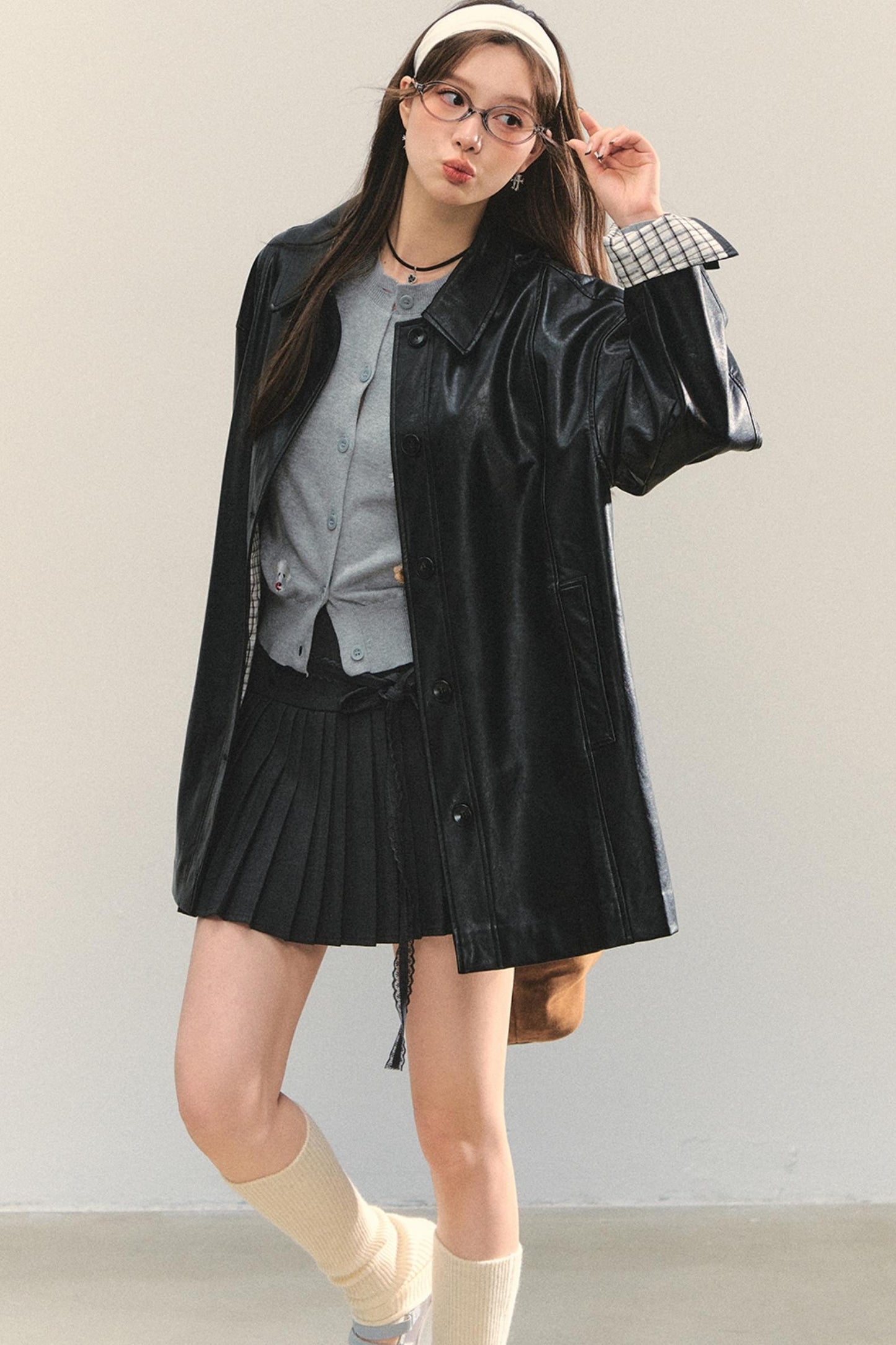 Motorcycle Plaid Leather Jacket