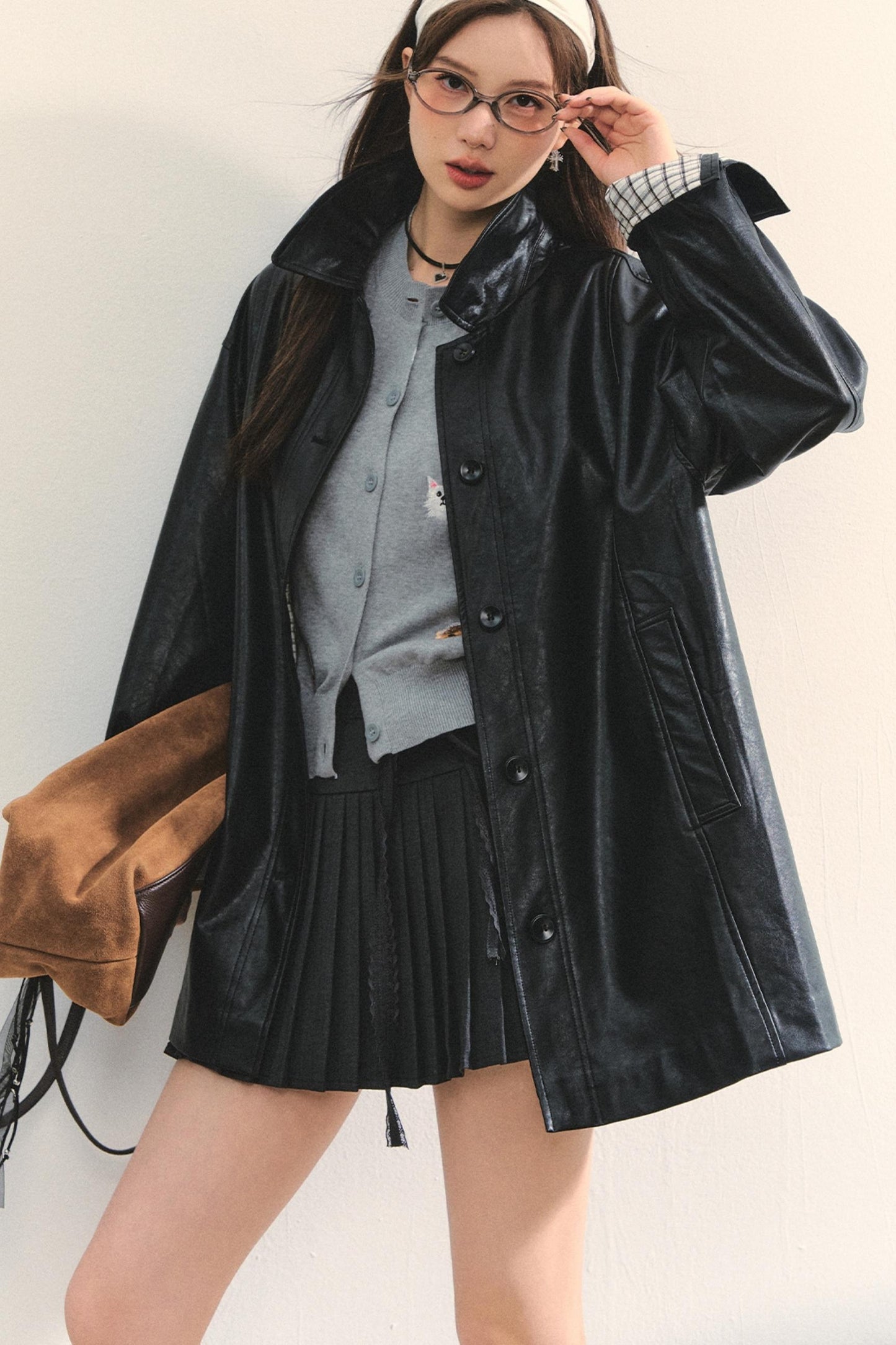 Motorcycle Plaid Leather Jacket