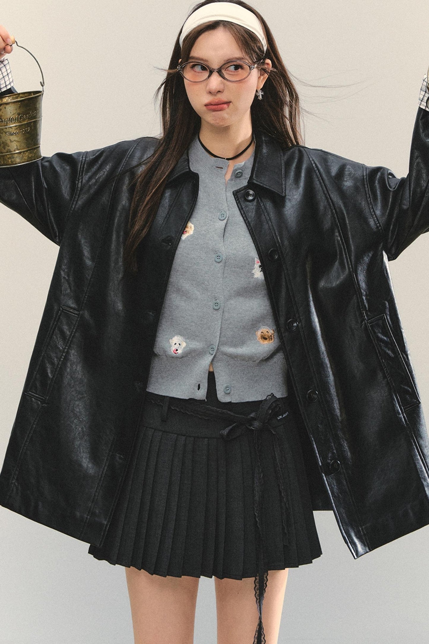 Motorcycle Plaid Leather Jacket