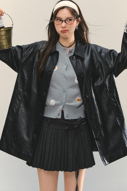 Motorcycle Plaid Leather Jacket