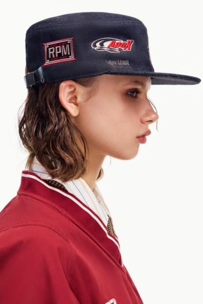 Embroidered Denim Equestrian Hat