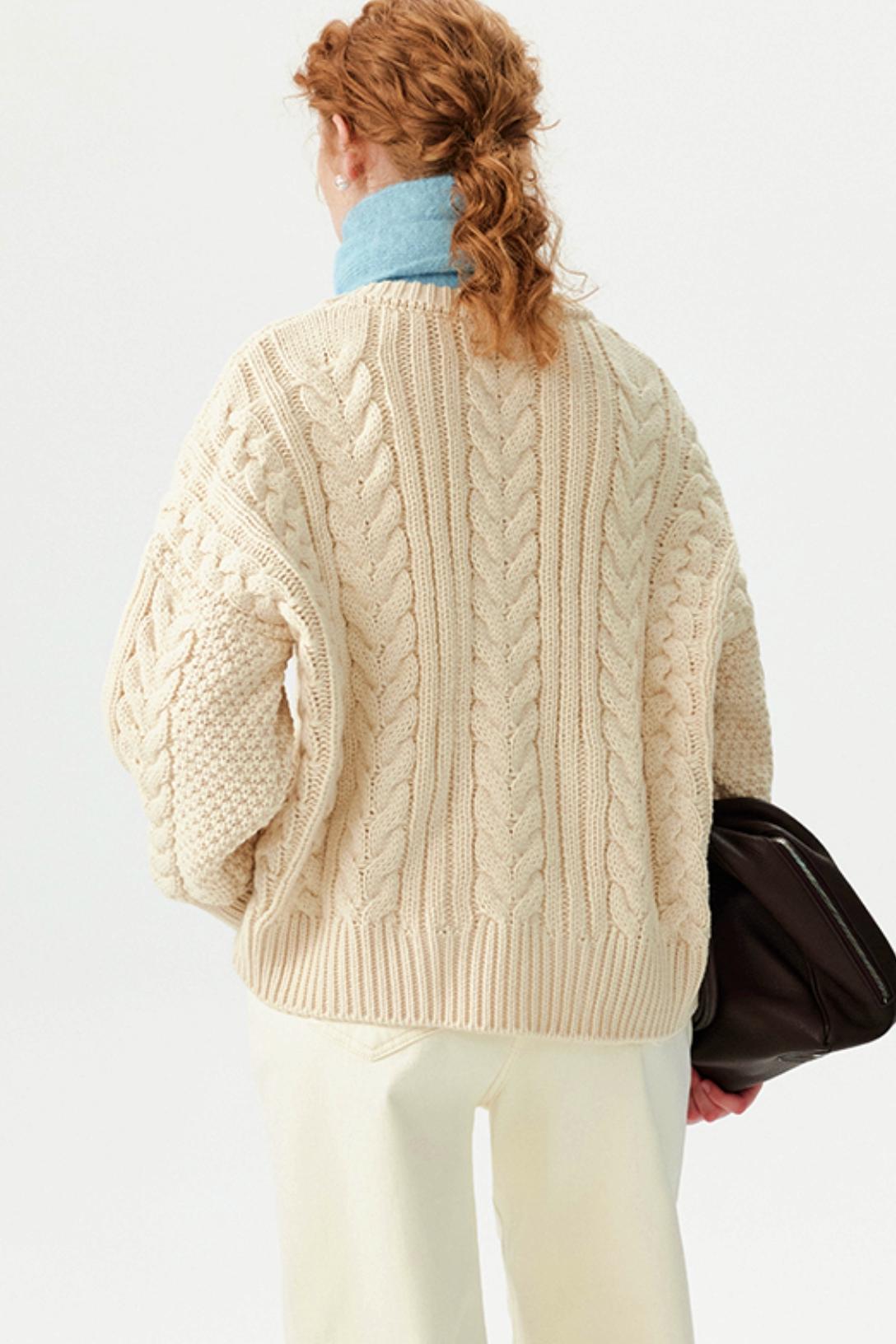 Korean-Style Cable Knit Sweater