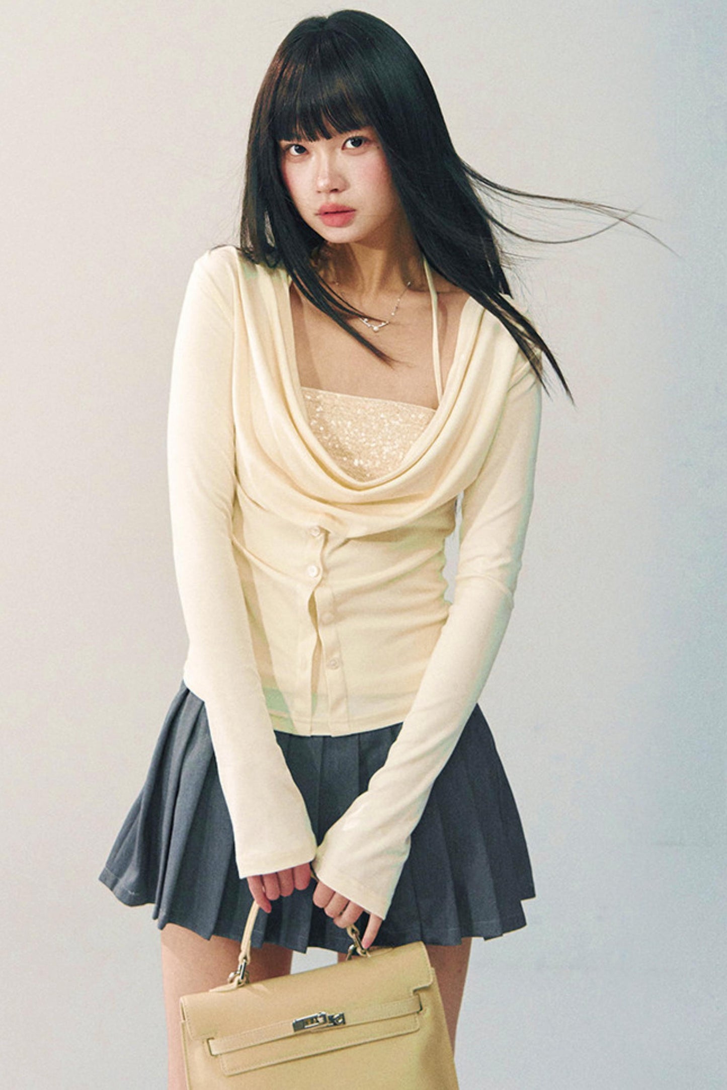 Sequined Swing-Collar Top