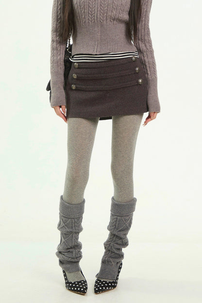 Retro Woolen A-Line Skirt