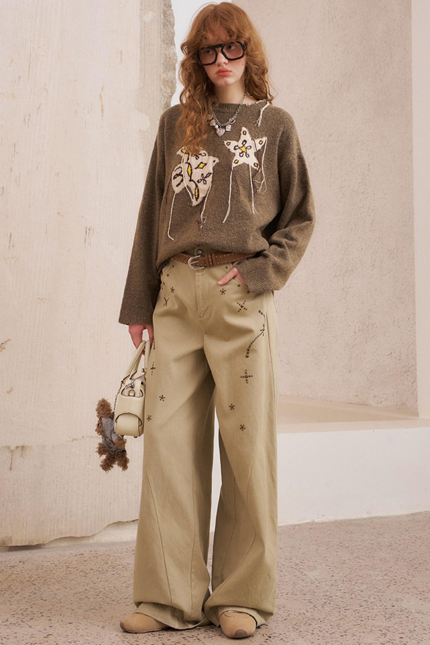 Hot Diamond Loose Wide-Leg Pants