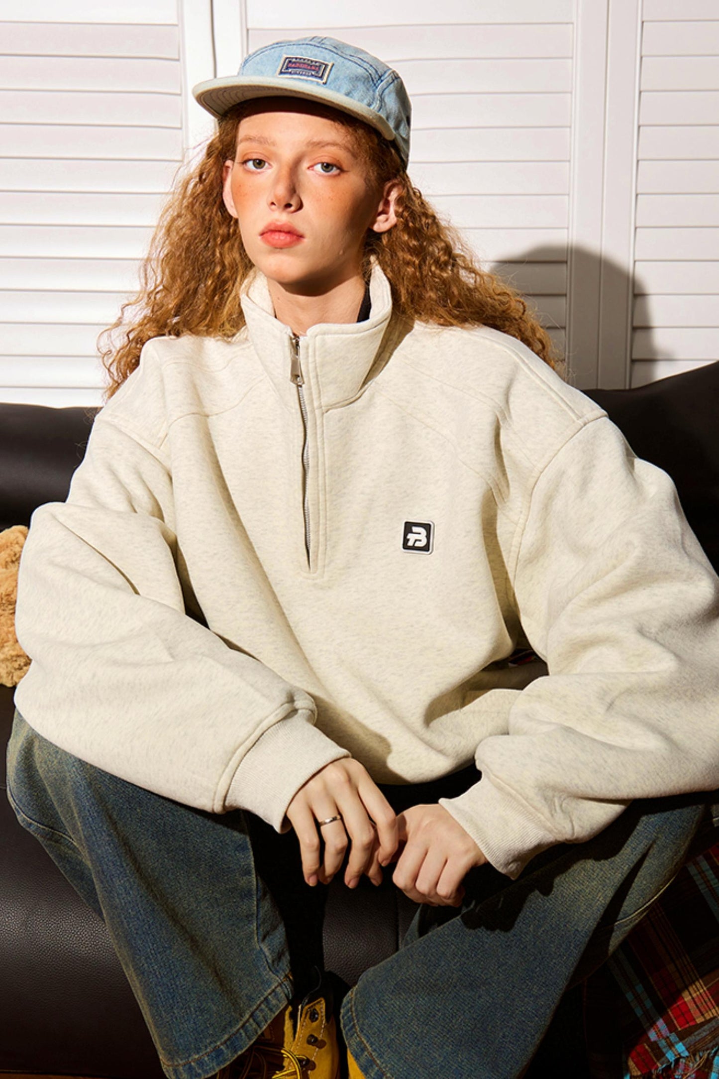 Half-Zipper Stand Collar Polo Sweatshirt