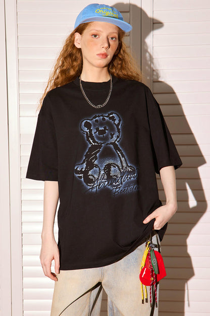 Retro Cartoon Bear Peplum Tee