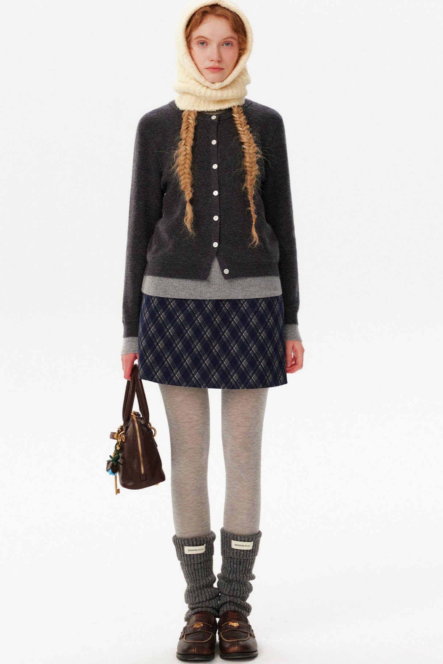 French Retro Plaid Wool Skirt