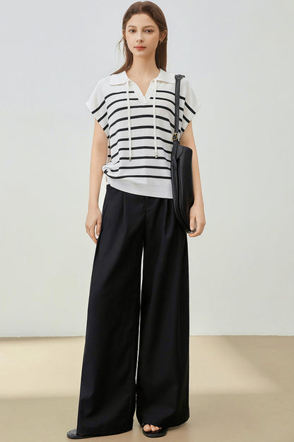 Striped Knit Polo Sweater