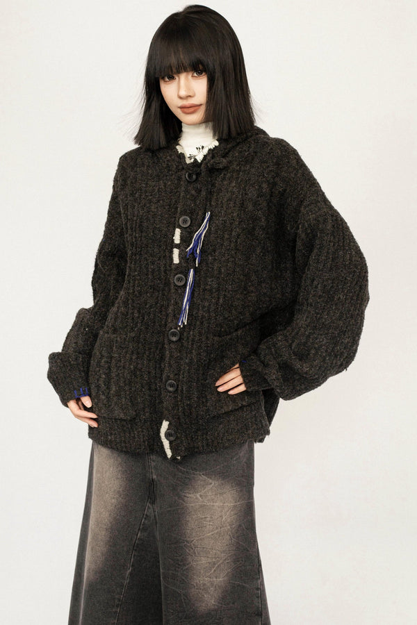 Retro Autumn Hooded Cardigan