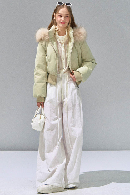 Big Fur Collar Waist Down Jacket