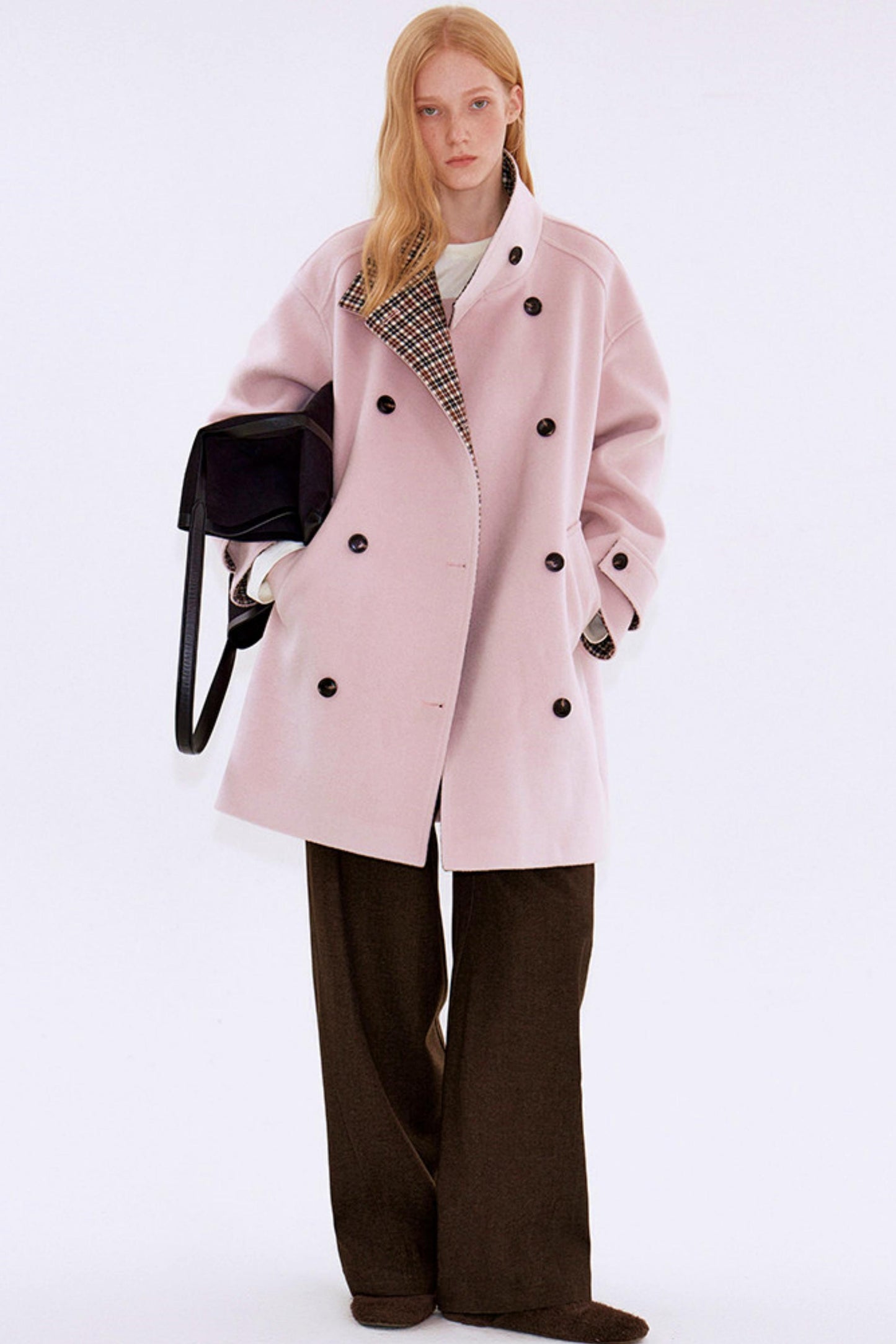 Misty Island Plaid Woolen Coat