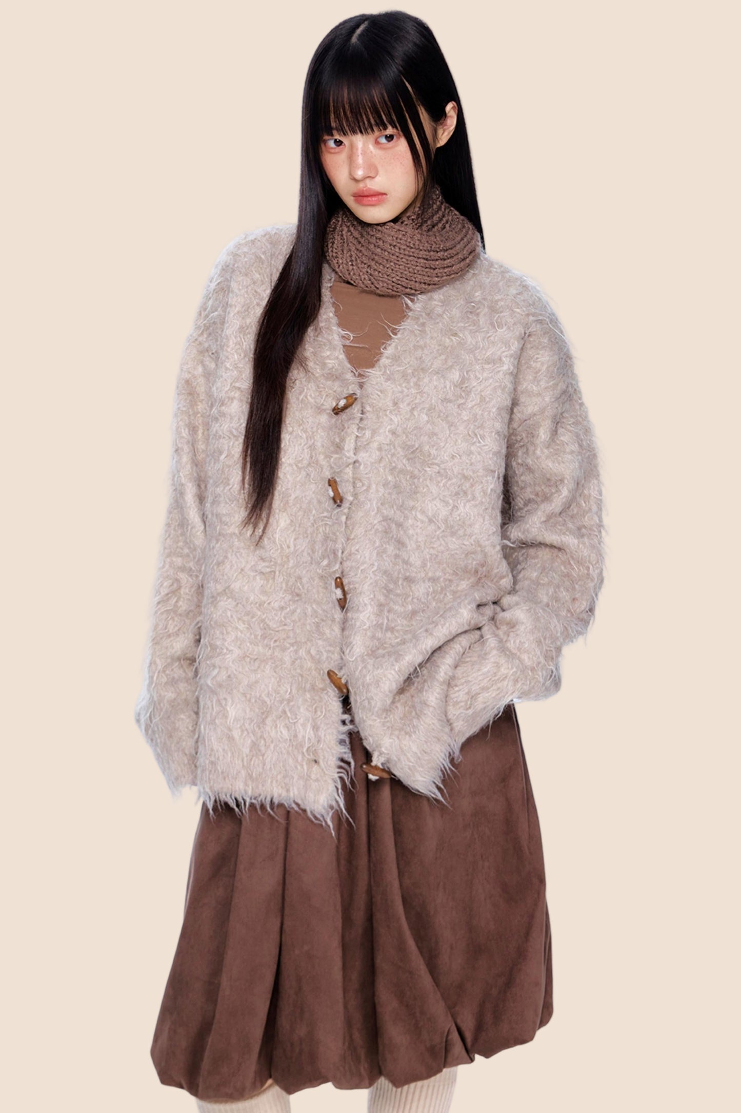 Retro Brushed Knit Cardigan