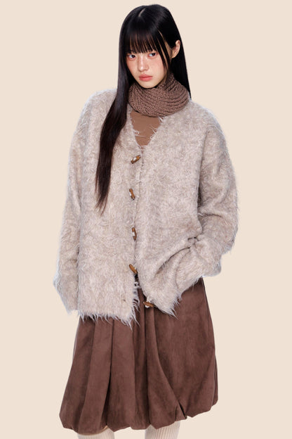 Retro Brushed Knit Cardigan