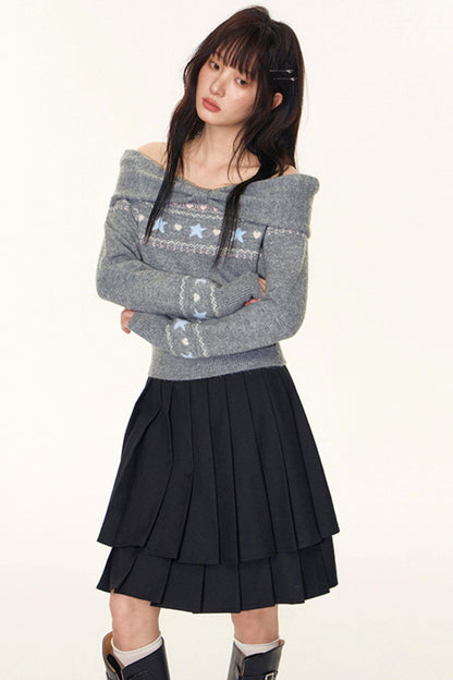 Double-Layer Pleated Skirt