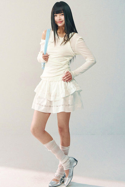 Lace Patchwork A-Line Skirt