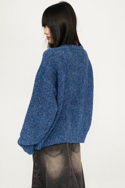 Retro Blue Knitted Cardigan