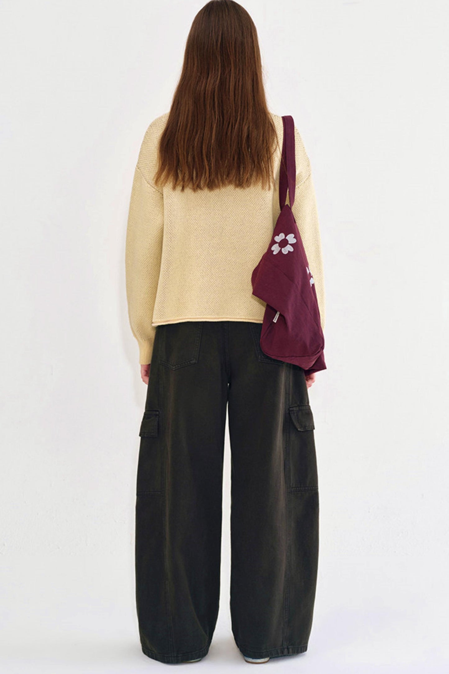 Cream Yellow Argyle Knit Sweater