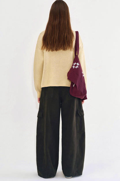 Cream Yellow Argyle Knit Sweater