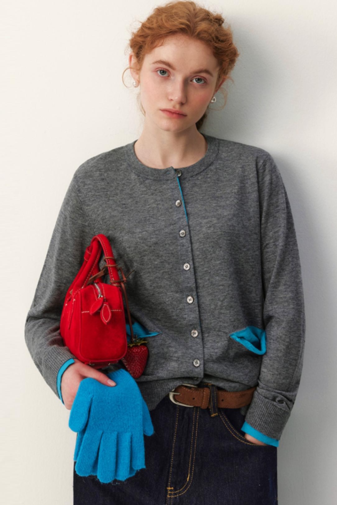 Color-Block Wool Cardigan