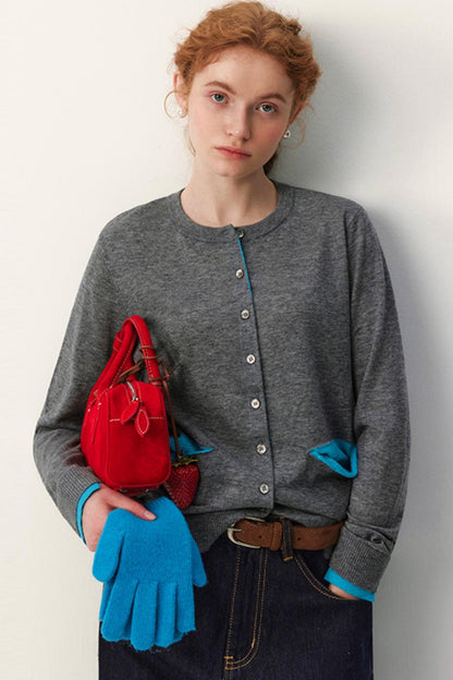 Color-Block Wool Cardigan