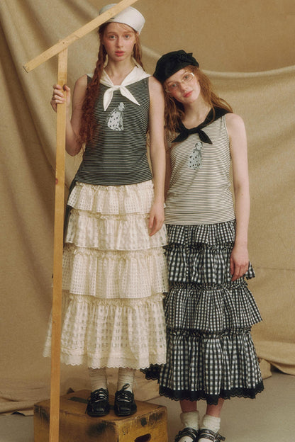 Lace A-Line Layered Skirt