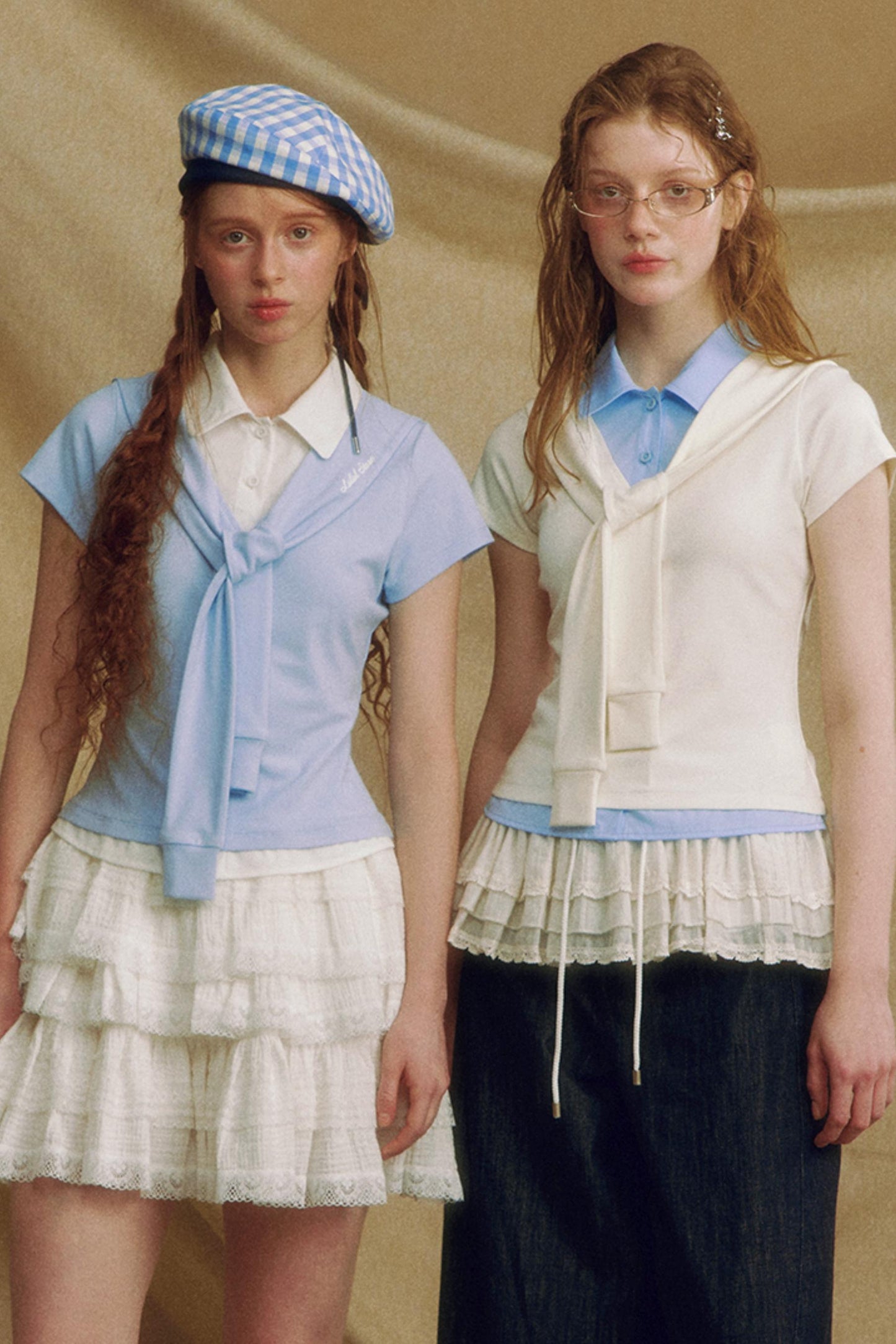 Navy Color Clash Shawl Tee