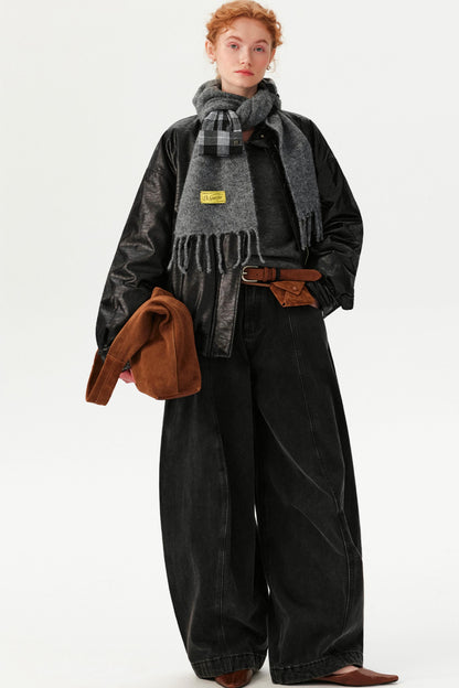 Plaid Tassel Wool Scarf