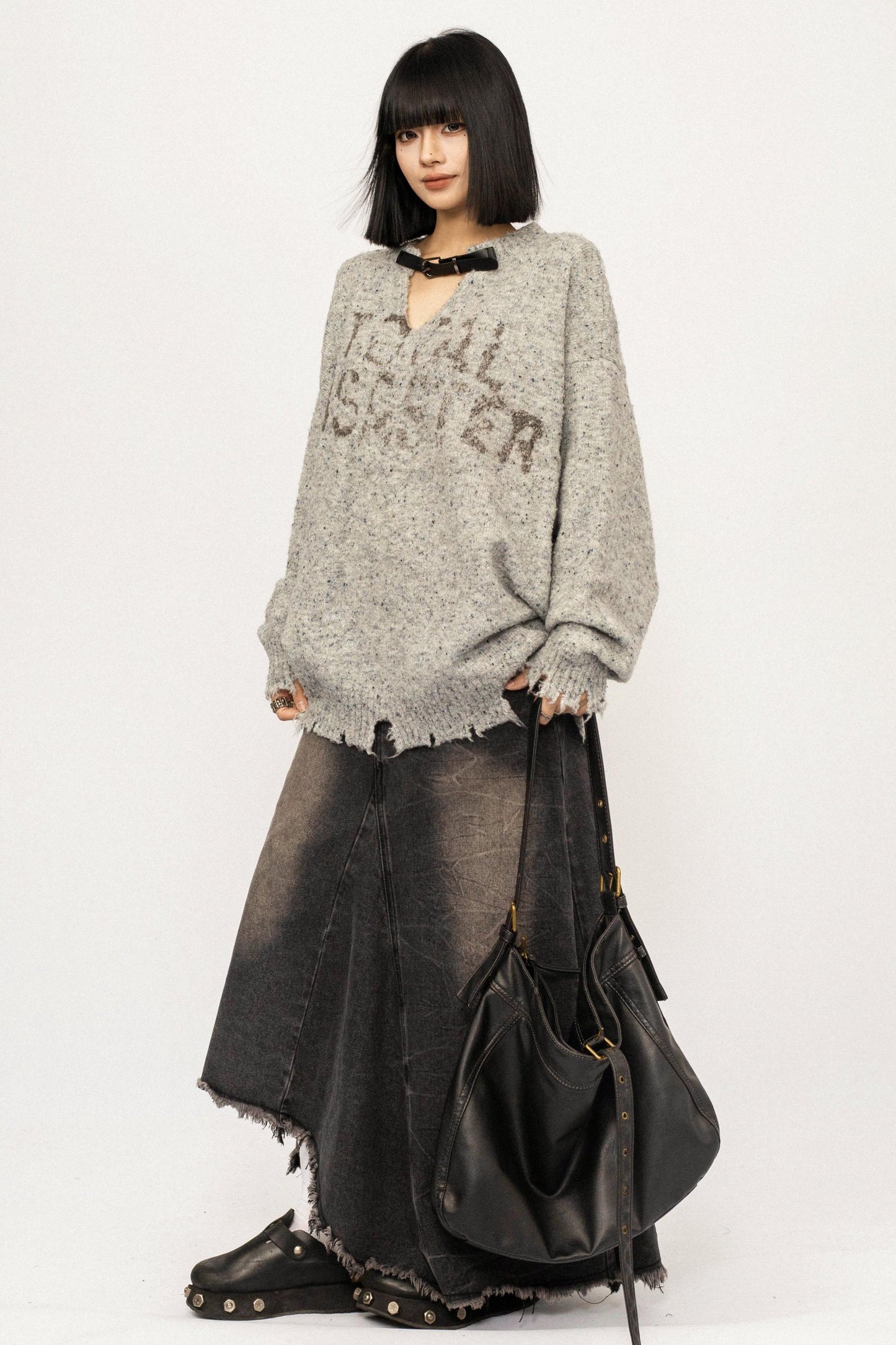 Retro Gray Knitted Sweater