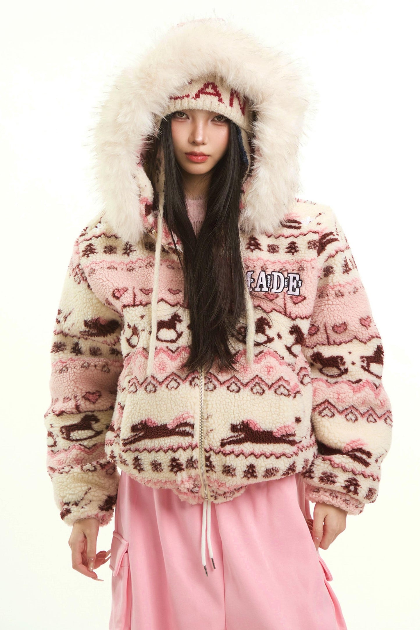 Fair Isle Wool Hooded Jacket
