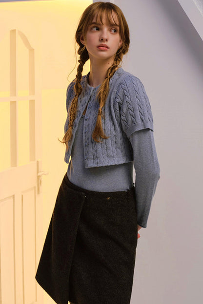 Twisted Cape Cardigan Set