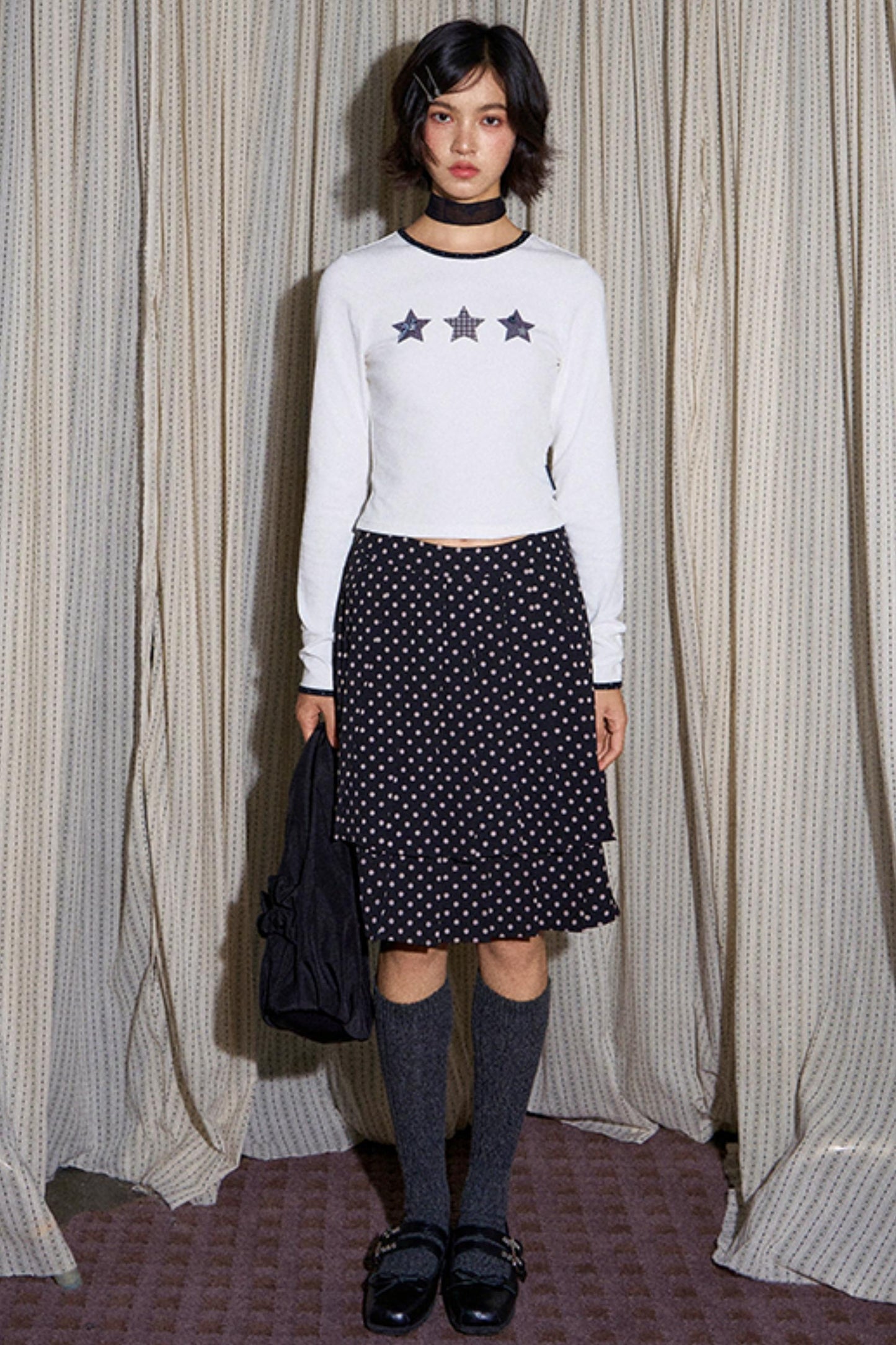 Star Contrast Long Sleeve Top