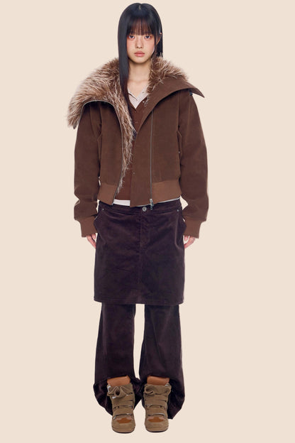 Corduroy Flared Skirt Pants