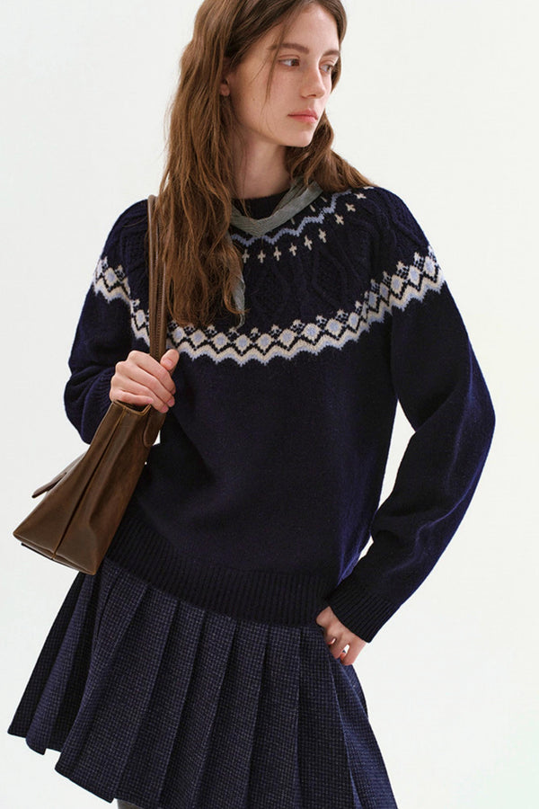 Nordic Wool Cable Knit Sweater